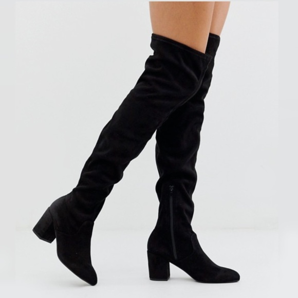 aldo black suede knee high boots